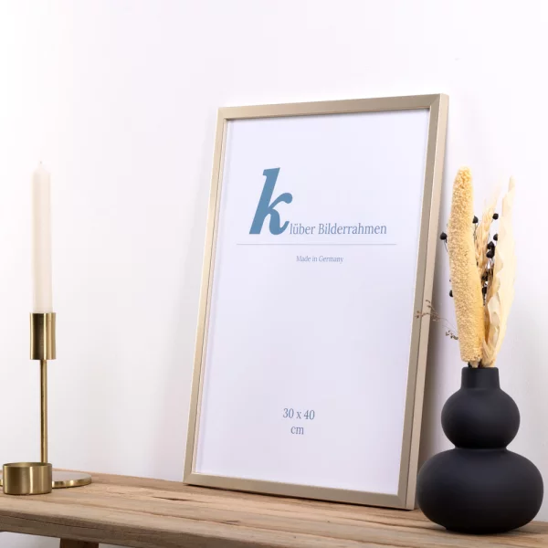 Cadre en bois Amarante 30x40 cm | or blanc | cadre vide (sans verre ni panneau arrière)