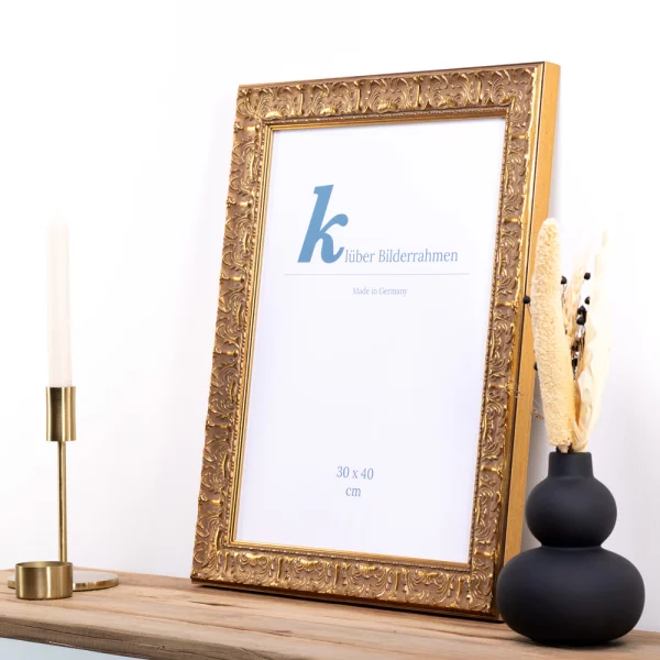 Barock-Bilderrahmen Luanco 42x59,4 cm (A2) | gold | Normalglas (2 mm)