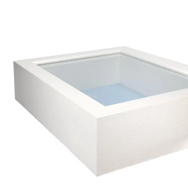 Cadre 3D en bois Dragón sur mesure blanc | verre standard (2 mm)