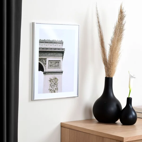 Kunststoff Bilderrahmen ART Maßanfertigung Silber matt | Normalglas (2 mm)